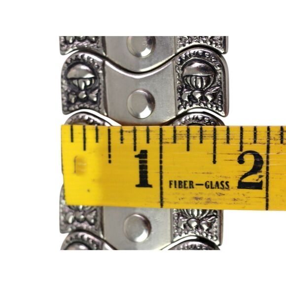 EMBELLISHED WHITE REAL LEATHER METAL 1 1/8"Wd DRESS CASUAL WOMEN'S BELT S (A73 - Picture 8 of 11